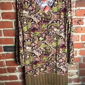 Tracy Negoshian Shirley Dress Paisley Long Sleeve XL